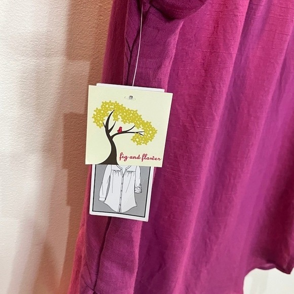 Fig and Flower Magenta Purple Embroidered Lace Yoke Blouse Small NWT Boho Hippie - Picture 6 of 8